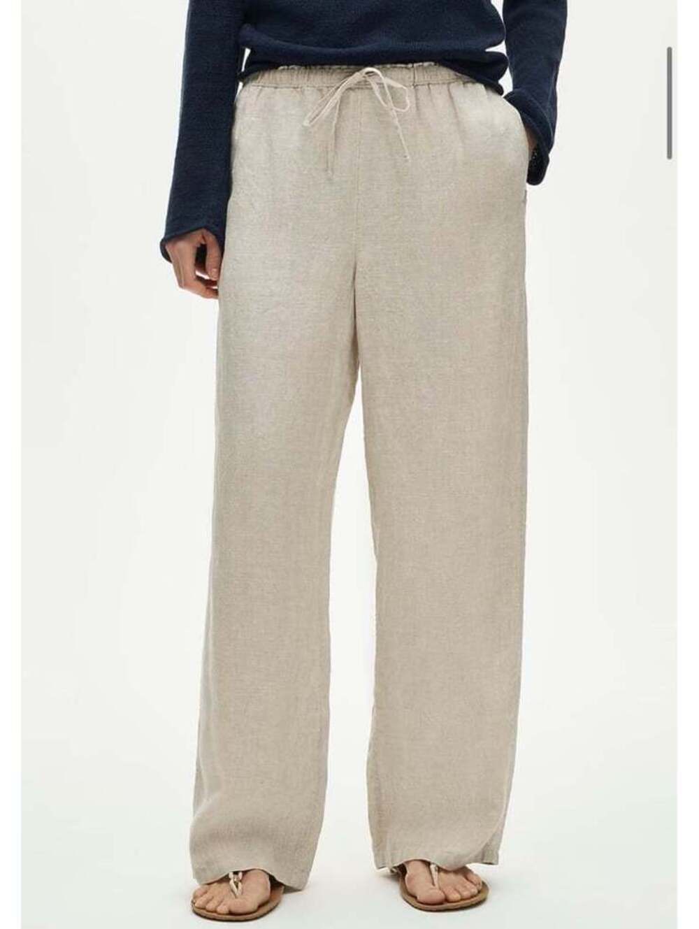 J crew Women's Linen Drawstring Wide Leg Casual Pants
